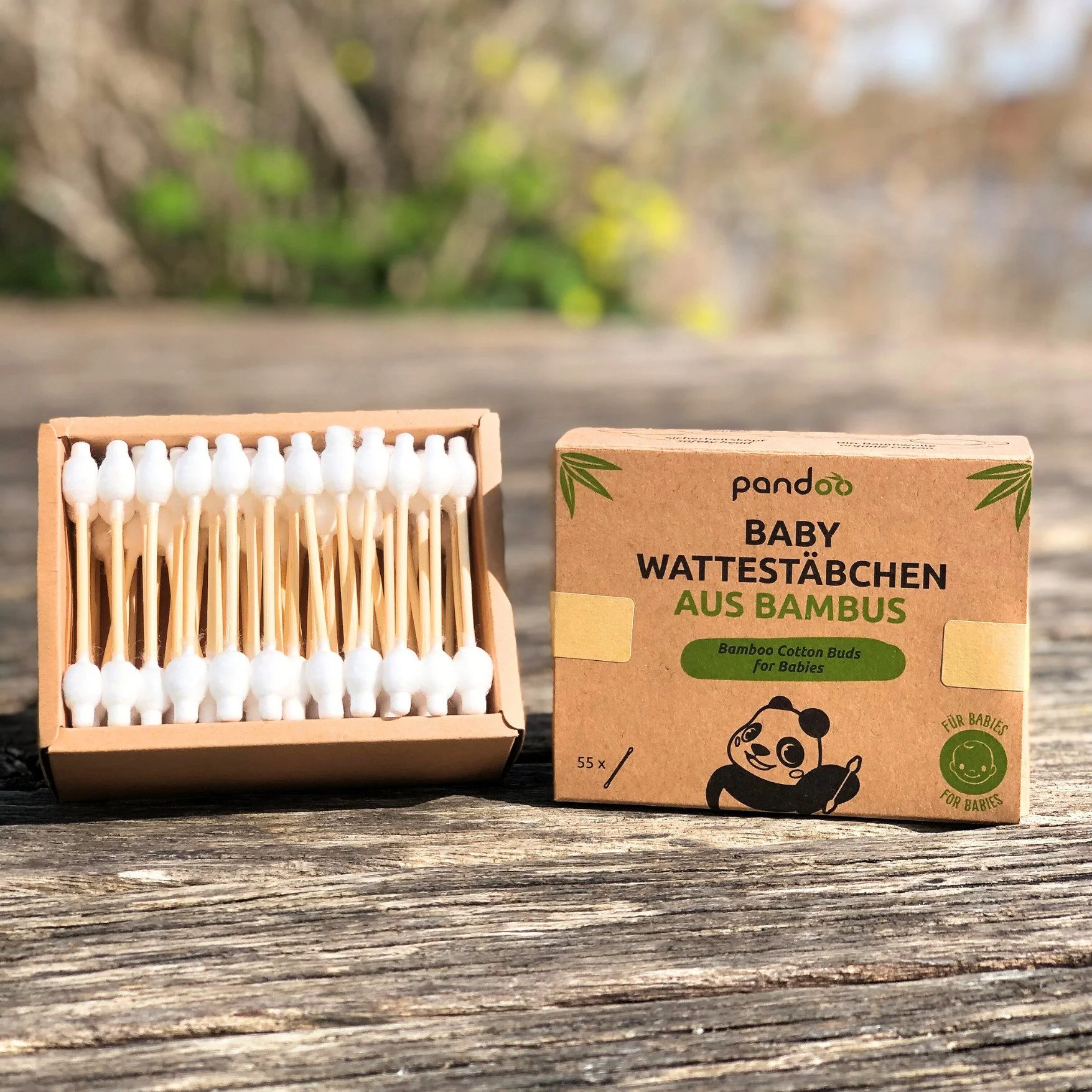 PANDOO Ohrenreiniger Wattestäbchen für Kinder und Babys mit Sicherheitskopf – 55-tlg.